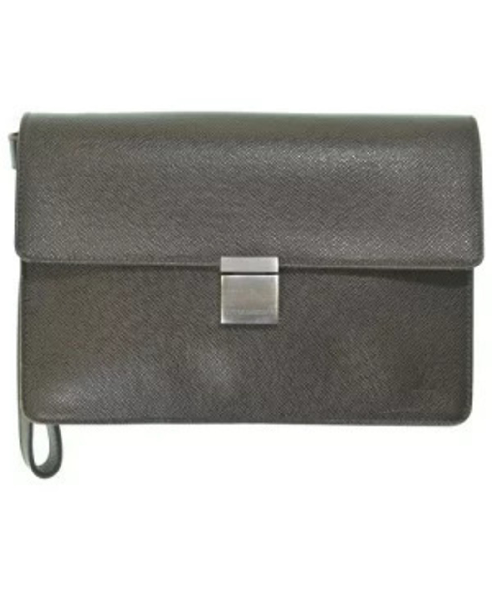 Louis Vuitton Clutch Bag Leather Dark Brown